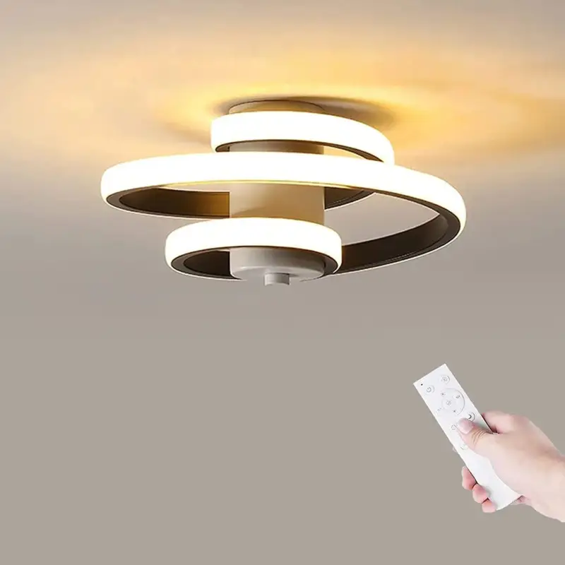 Plafonnier LED Spirale, Lustre Dimmable Moderne 27W, Plafonniers en Métal Acrylique avec Télécommande Convient pour Chambres, Escaliers, Couloirs, Balcons, Allées (Blanc) Seulement Aujourd'hui