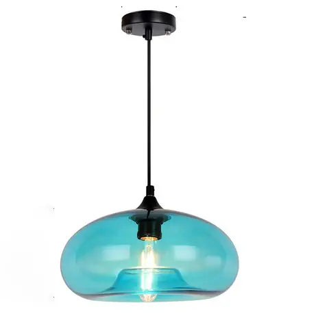 Lampe à suspension colorée suspendue en verre moderne pour salon Bar cuisine Restaurant café salle à manger luminaires nordiques pour la maison (bleu couleur) Achetez Aujourd'hui