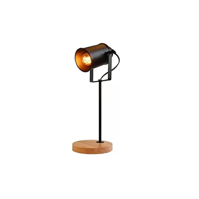 Haute Qualité Lampe de Bureau, Lampe de Table Réglable, E27 Lampe de Bureau en bois et métal, Noir Lampe de Chevet Convient pour Chambre D'étude Salon (Ampoule non incluse)