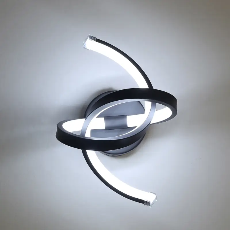 Offre Spéciale Applique Murale Interieur, 19W Appliques LED Design Courbe, Lampe Murale Moderne en Acryliquel pour Chambre, Salon, Hôtel, Escalier, Allée, Noir Couleur, lumière blanche froide