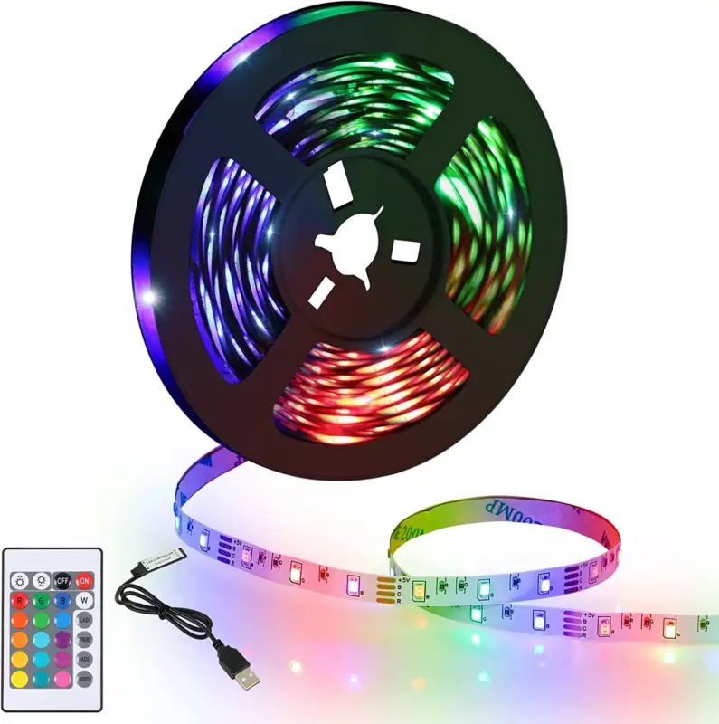 Ruban LED 5M, LED chambre RGB Lumineuse Flexible, Bande LED Lumière LED multicolore avec Télécommande pour Chambre, Cuisine, TV, Fête Marque