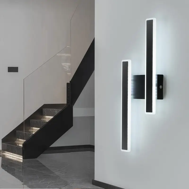 Applique Murale LED Intérieure 32W - Design Moderne, 3 Températures de Couleur (3000K/4500K/6000K), Luminaire Noir pour Chambre, Salon, Couloir, Escalier Paiement Sécurisé