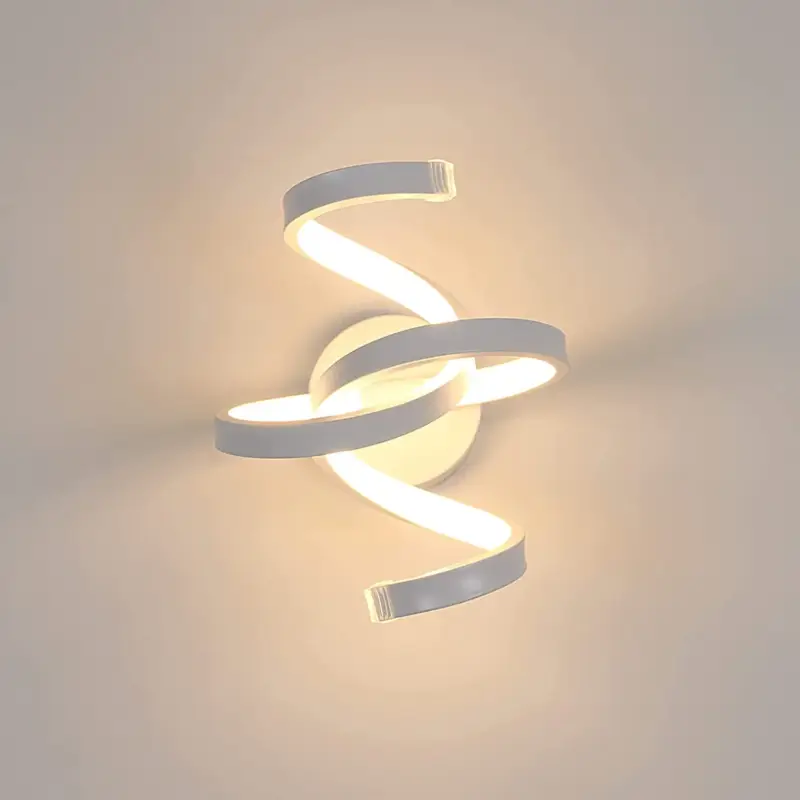 Applique Murale Interieur, 20W Lampe Murale Spirale, 3000K Lumière Blanc Chaud Lampe en Applique Murale, Éclairage Murals Design Incurvée, pour Chambre Salon Hôtel Escalier Allée Commander Vite
