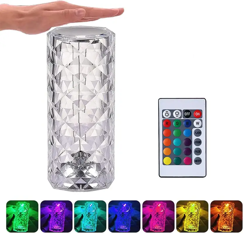 Lampe de Bureau LED et Lampe de Chevet en Acrylique avec Télécommande Tactile, 16 Couleurs et 4 Modes, Lumière d'Ambiance RVB Changeant de Couleur Solde