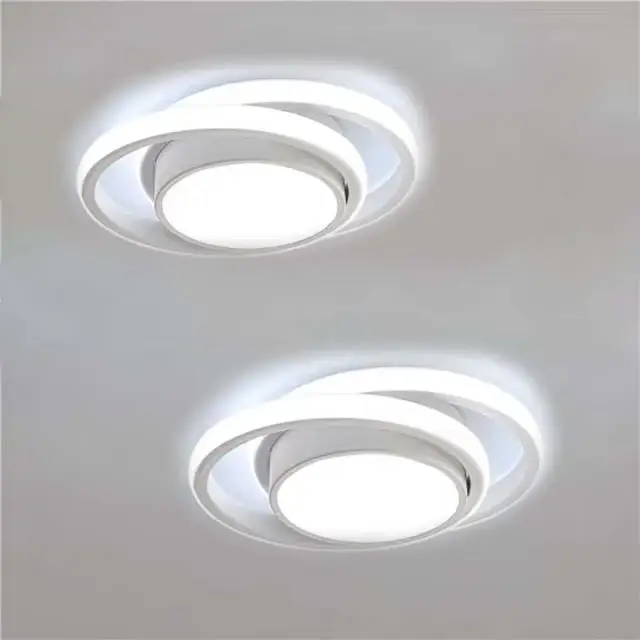 2 pièces Plafonnier LED 32W Design moderne 32W Rond Lampe de Plafond Blanc Froid 6000K Pour salon chambre à coucher salle à manger bureau Blanc 28cm Must-Have