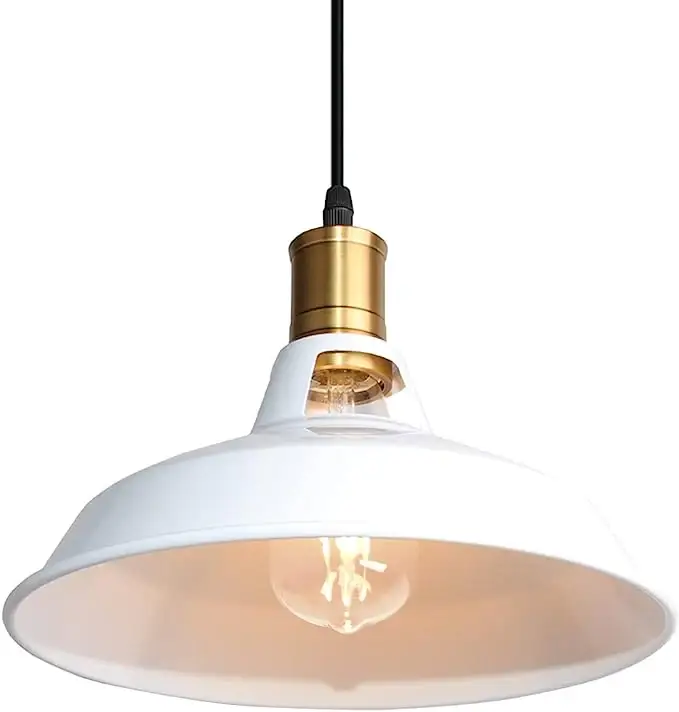 Suspension Vintage Métal Lustre E27 Base Pour salon chambre à coucher salle à manger bureau Bar Café Blanc Offre Du Jour