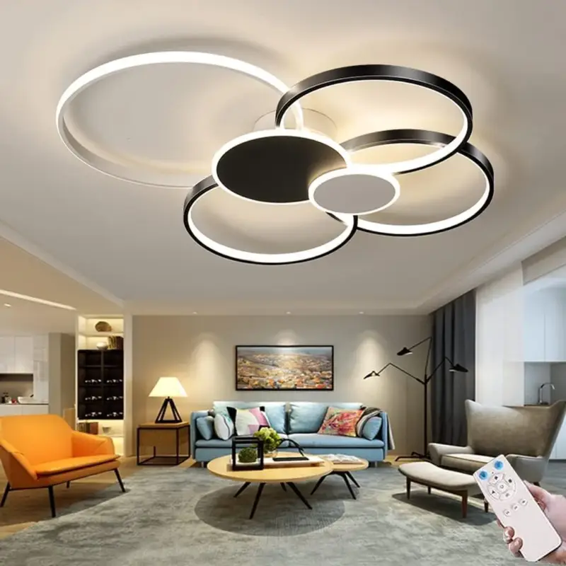 Offre Du Jour Plafonnier Led Dimmable Moderne Cercle Anneaux Lampe de Plafond 3000K-6000K Pour salon chambre à coucher salle à manger bureau