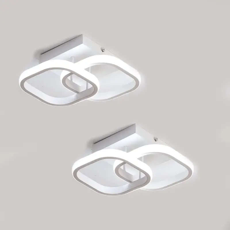 Plafonnier LED 24W Design moderne Cercle Carré Lampe de Plafond Pour Cuisine Salle à Manger Chambre Couloir Entrée Balcon 2 Pack Blanc Froid 6000K Dernier Modèle