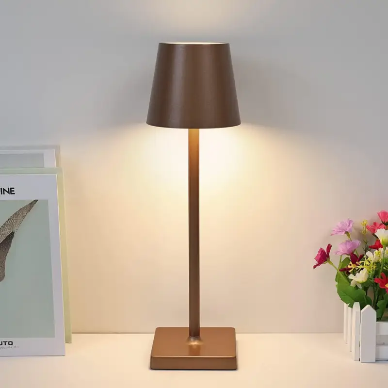 Acheter En Ligne Lampe à poser Portable rechargeable USB Moderne Lampe de chevet Dimmable Contr?le tactile de la luminosité Pour salle à manger Chambre à coucher Camping Balcon Extérieur Marron