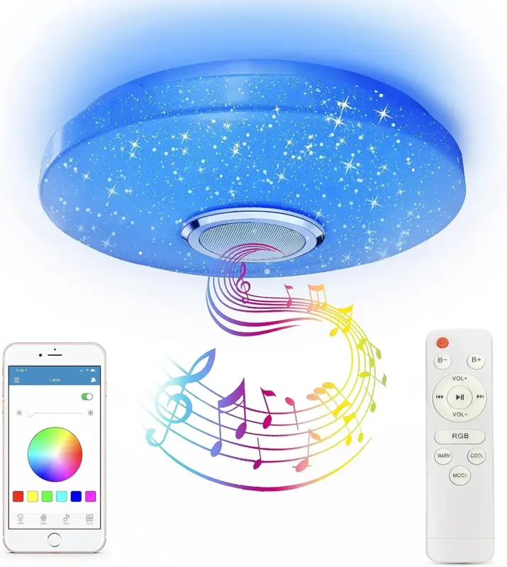 Offre Spéciale Plafonnier LED Design moderne Dimmable RGB Rond Lampe de Plafond Pour salon chambre à coucher salle à manger bureau Blanc