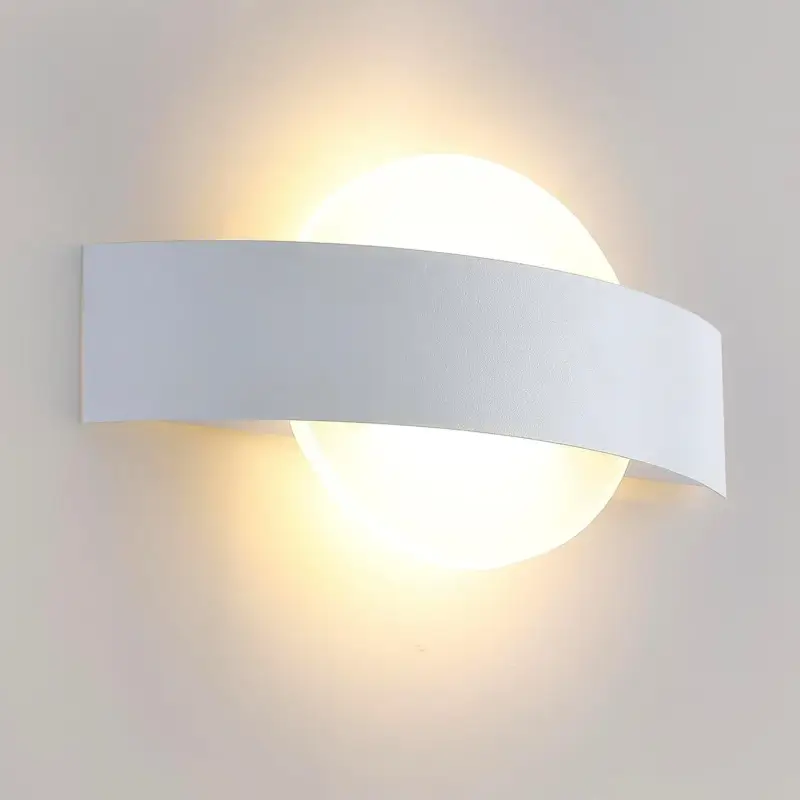 Applique Murale LED Moderne Rond Lampe murale Blanc Chaud 3000K 12W Pour chambre à coucher, salon, couloir, entrée Blanc Solde