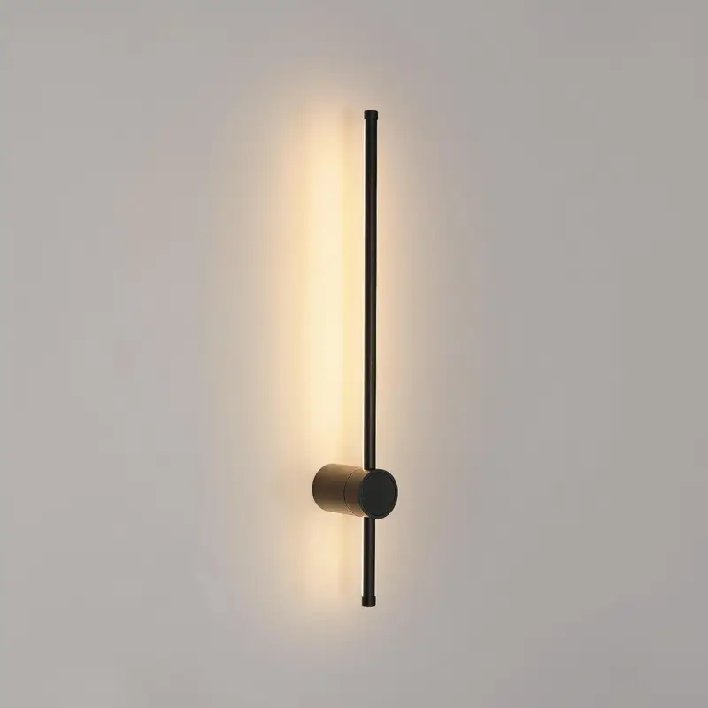 Applique Murale LED Moderne Forme de ligne Lampe murale 360° Rotative Blanc Chaud 3000K Pour salon,chambre à coucher,couloir, entrée Noir 60cm Meilleure Vente