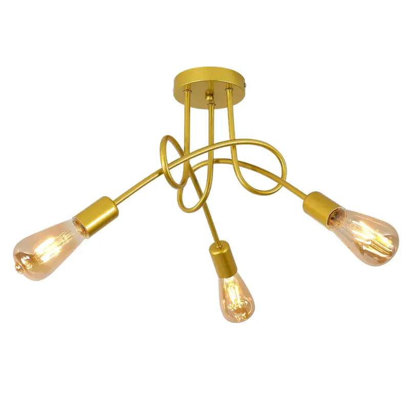 Achetez Aujourd'hui Luminaire Plafonnier Industrielle, Lampes De Suspension En Fer Vintage E27 Lustre or 3-Lumières (Ampoule Non Incluse)