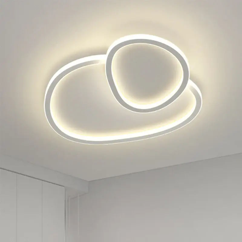 Plafonnier LED Moderne Dimmable en Forme de Galet - Blanc, 50*45.5*6.5cm, avec Télécommande, trois couleur de lumière, 220V - pour le Salon, la Chamb Must-Have