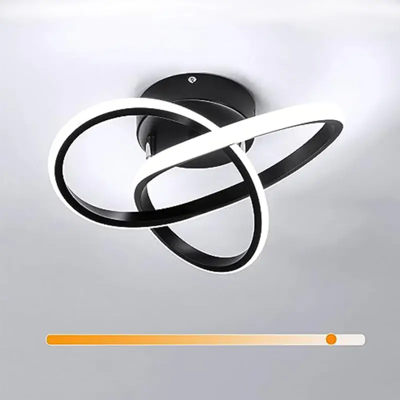 Jusqu'à Épuisement Des Stocks Plafonnier LED Moderne en Aluminium en Forme de Trèfle Noir 30*10cm, Lumière Tricolore 30W, Convient pour le Salon, la Chambre, la Cuisine, le Couloi