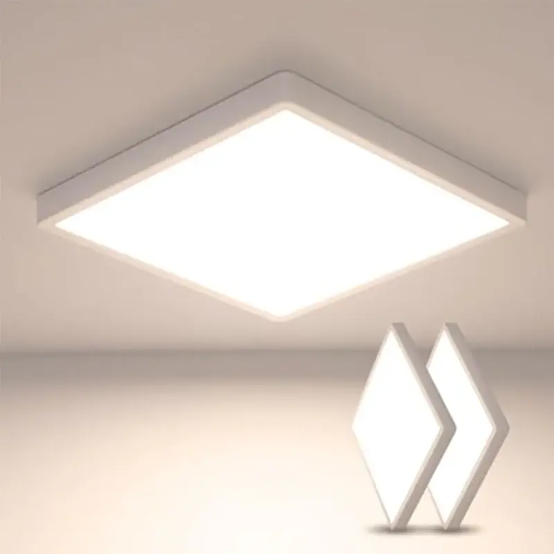 2 PCS Plafonnier LED Ultra-Mince - Carré 30cm, Blanc, 36W, Lumière Neutre 5000K - pour Salon Chambre Réduction