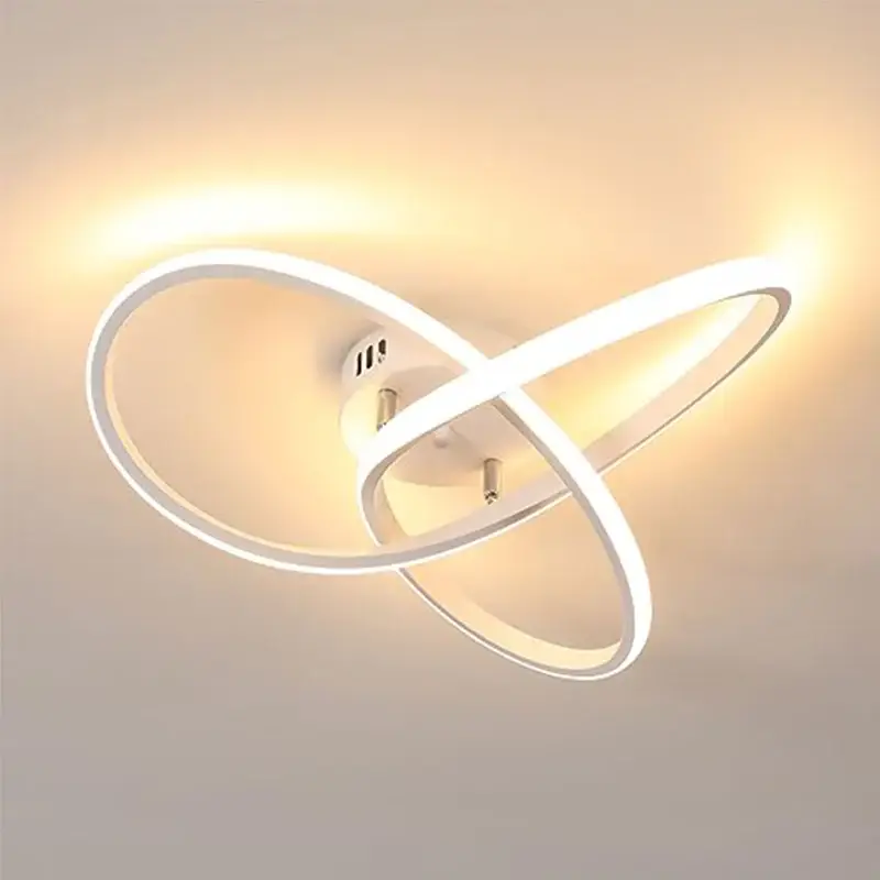 Pas Cher Plafonnier LED Moderne Créatif en Aluminium en Forme de Trèfle - Blanc, 40*12cm, Lumière Chaude 3000K, 38W, 220V - Idéal pour le Salon, la Chambre, l