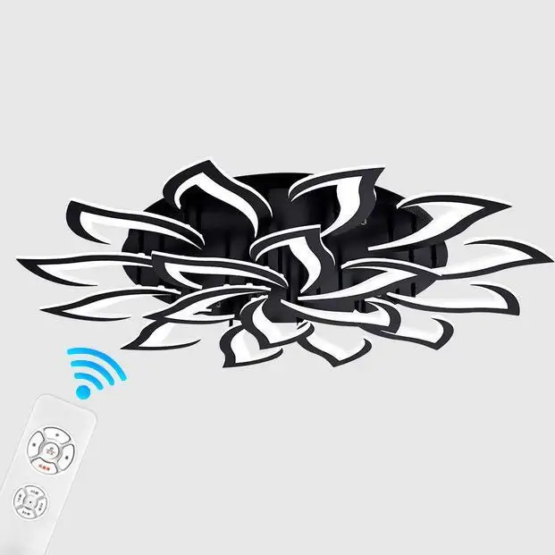 Offre Spéciale Plafonnier LED Noir Moderne 120W - 18 Têtes en Acrylique - Dimmable avec Télécommande 3000K à 6500K - Idéal pour Salon