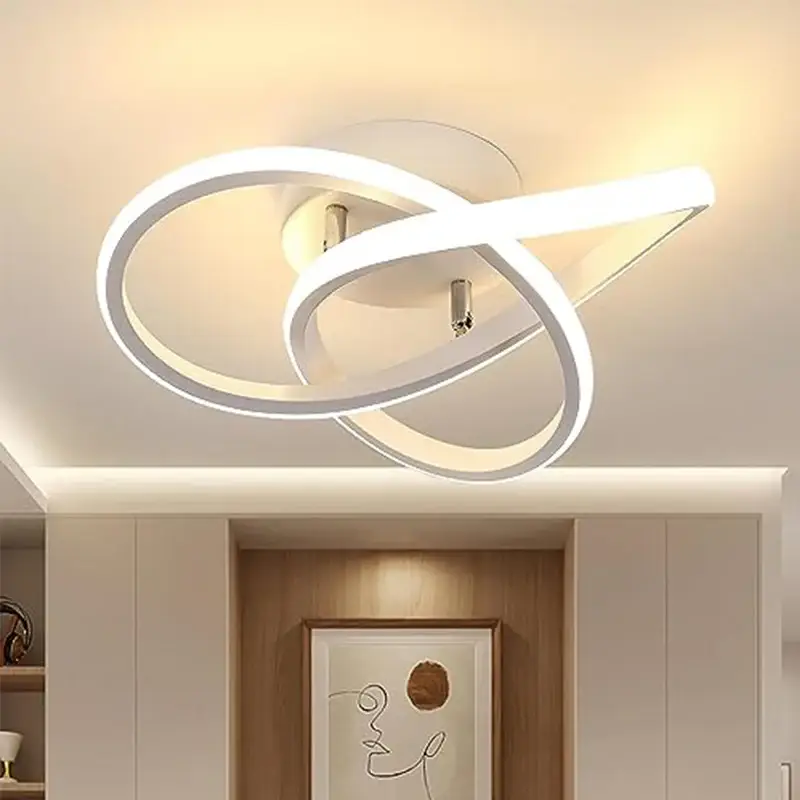 Seulement Aujourd'hui Plafonnier Luminaire LED Trèfle en Aluminium Blanc - Élégant Plafonnier 30x10cm, Lumière Douce 3000K, Puissance 30W, Adapté pour 220V