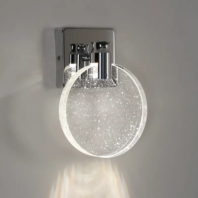 Applique Murale Dimmable en Acrylique de Luxe ModerneChrome D16*H21CM Trois Couleurs de Lumière 3W Adaptée pour Chambres, Salons et Couloirs Seulement Aujourd'hui