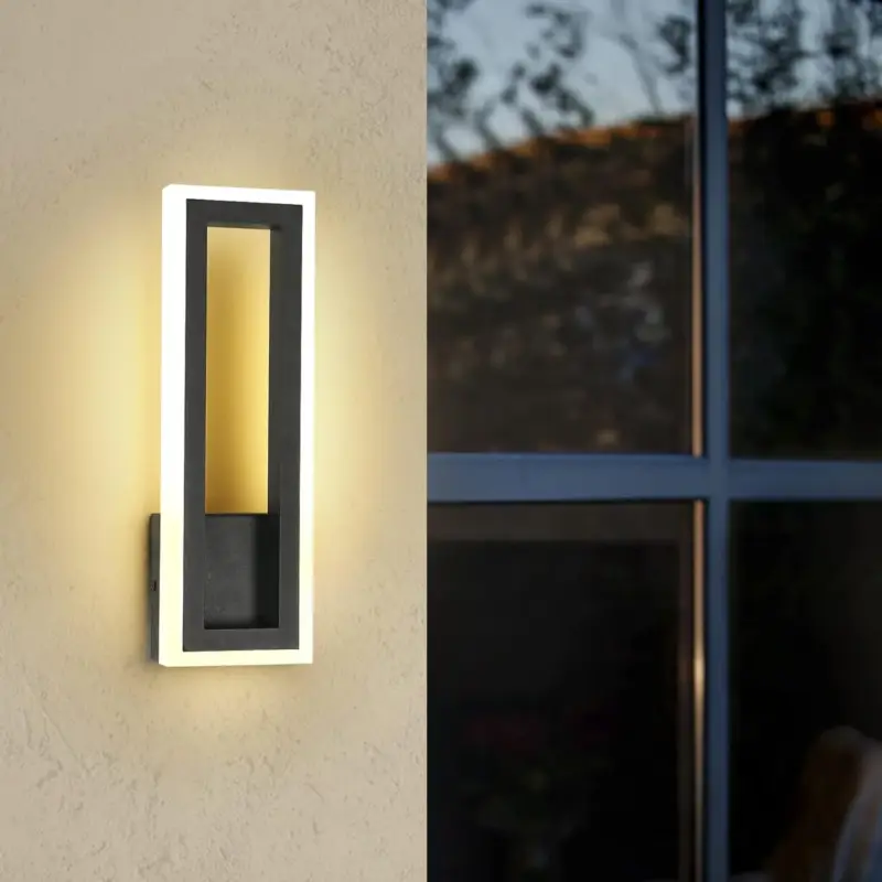 Applique Murale LED Moderne Rectangle Lampe murale Blanc Chaud 3000K Pour chambre à coucher, salon, couloir, entrée Noir Promotion Saisonnière