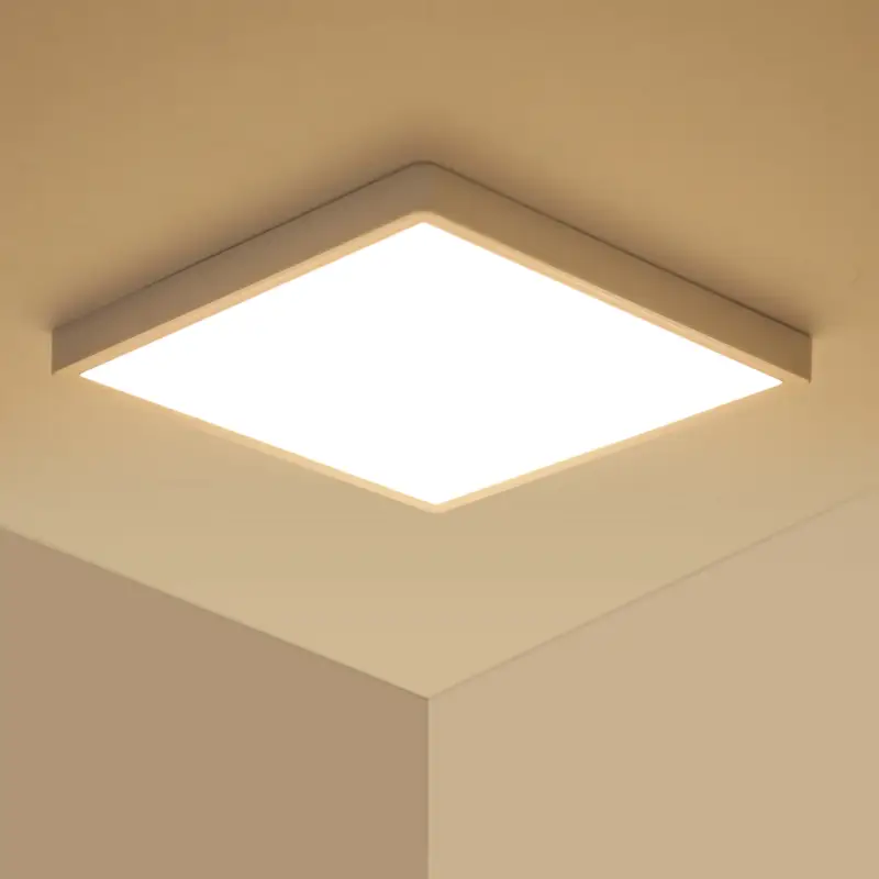 Plafonnier LED Carré 24W, Lumière Blanche Chaude 3000K, Sans Scintillement, 2100 Lumens, CRI 80+, Durée de Vie 30 000 Heures, Design Mince et Moderne Promotion Saisonnière