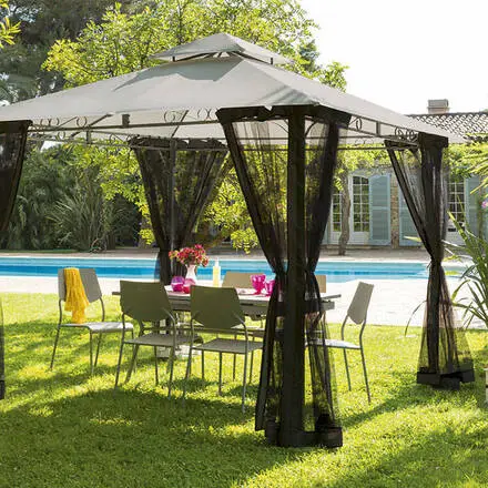 Rideaux moustiquaire pour tonnelle FOGO Noir Achat Immédiat