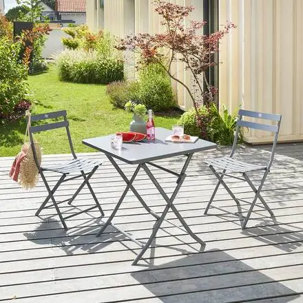 Jusqu'à Épuisement Des Stocks Table de jardin pliante carrée GREENSBORO Gris quartz