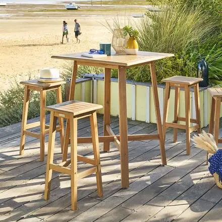 Paiement Sécurisé Table haute de jardin TIWI Acacia