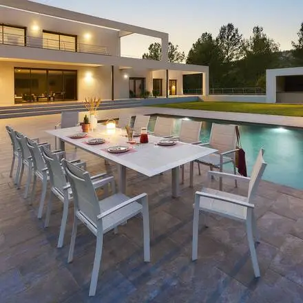 Table de jardin extensible ALLURE Effet bois grège & Avoine Nouvel Arrivage