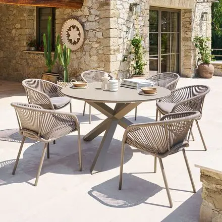 Ensemble table de jardin + 6 fauteuils ORYON Café Offre Du Jour