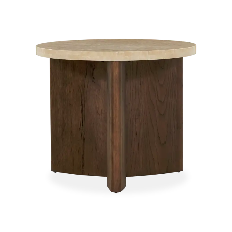 Toli - Table d’appoint en chêne et travertin par Four Hands Affaire À Saisir