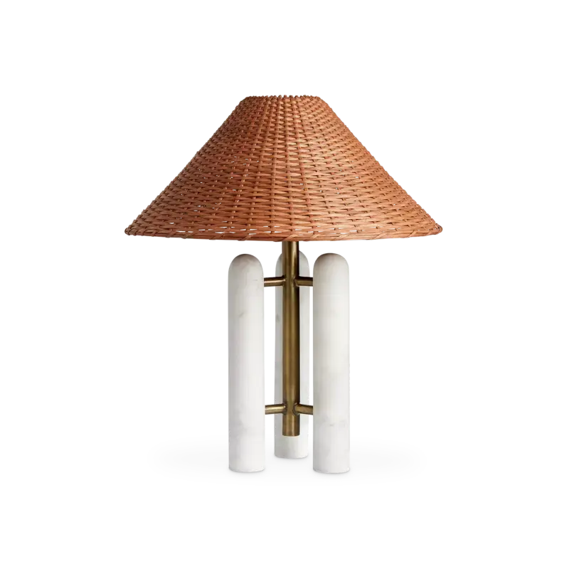 Expédié Aujourd'hui Medici - Lampe de table en marbre et rotin par Four Hands
