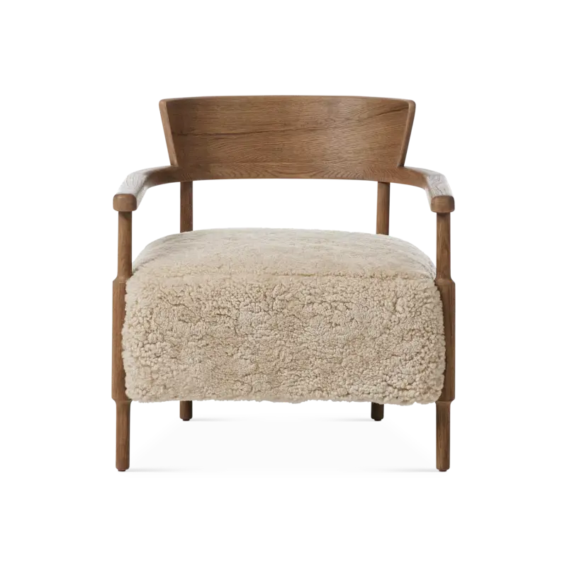 Bennett - Fauteuil en chêne massif et peau lainée par Four Hands Bon Marché
