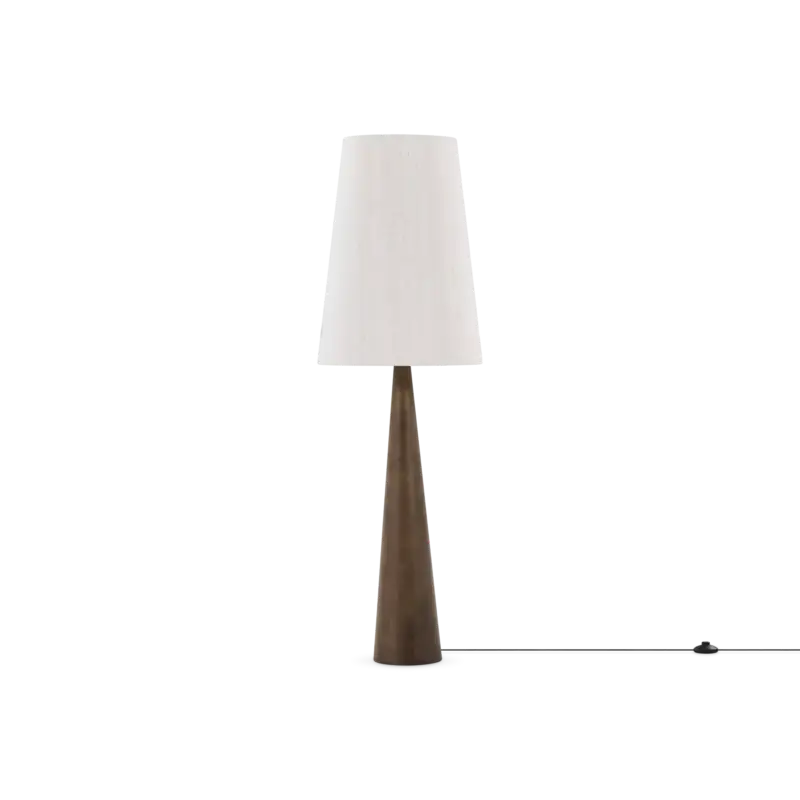 Kora - lampe sur pied en bois avec abat-jour en tissu Prix Bas