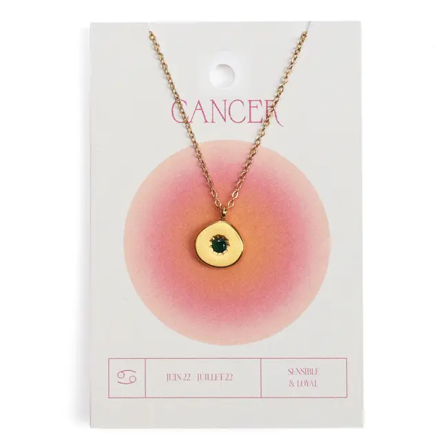 Dernier Modèle Collier du zodiaque acier doré et strass en verre collection Aura Cancer