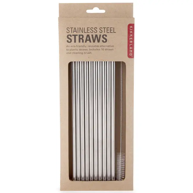 Dernière Chance Coffret 10 pailles en acier inoxydable avec brosse nettoyante