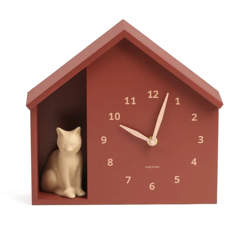 Bon Marché Horloge murale chat en forme de maison 24,9 cm Karlsson
