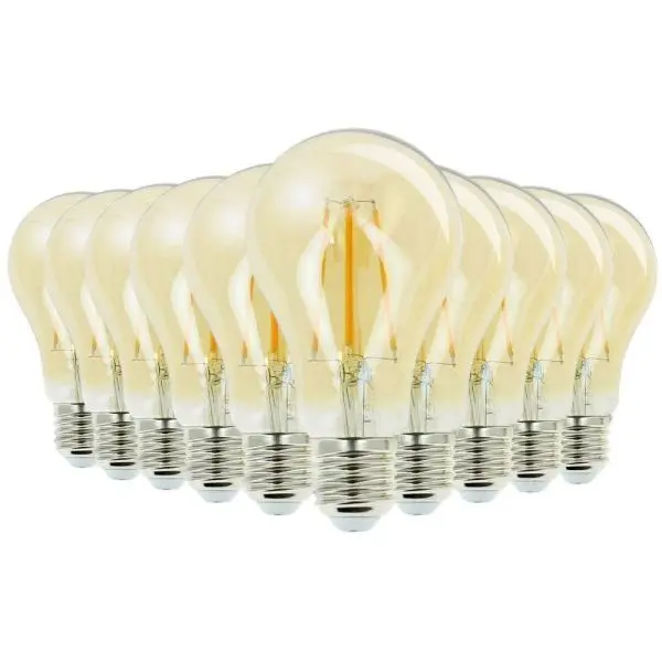 Affaire À Saisir Lot de 10 Ampoules LED A60 E27 7W Verre Ambré 2200K Style Vintage