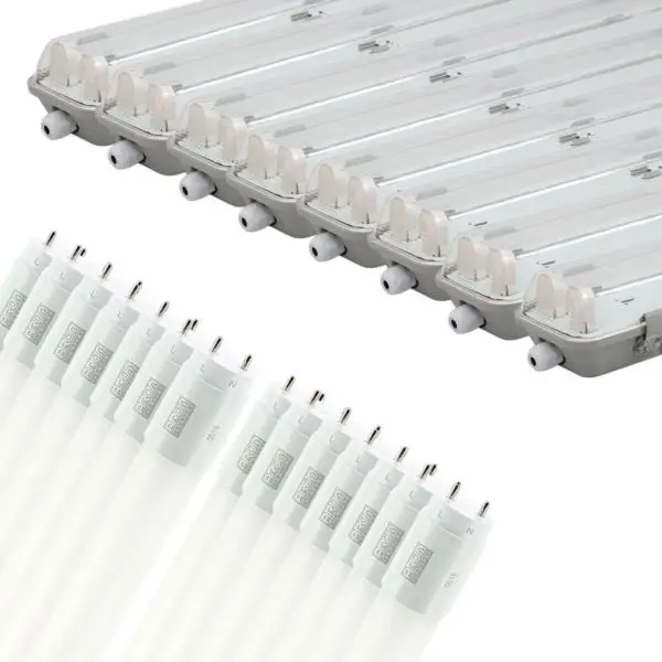 Lot de 8 boîtiers 150 cm + 16 tubes 150 cm (réglette pour garage, cave...) Blanc froid 6000K Commander Maintenant