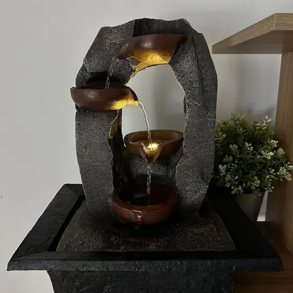 Haute Qualité Fontaine d'Intérieur LED EWEKA Cascade Feng Shui en Résine