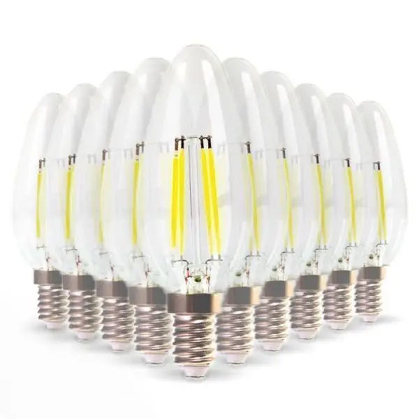 Meilleure Vente Lot de 10 Ampoules LEDE14 Flamme Filament 5.5W Eq 50W blanc chaud 2700K