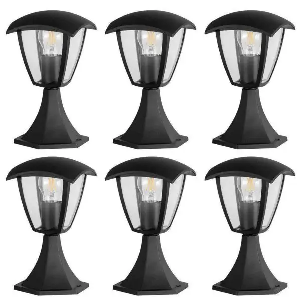 Lot de 6 Bornes extérieur ALICANTE pour jardin Noir Culot E27 Expédition Rapide