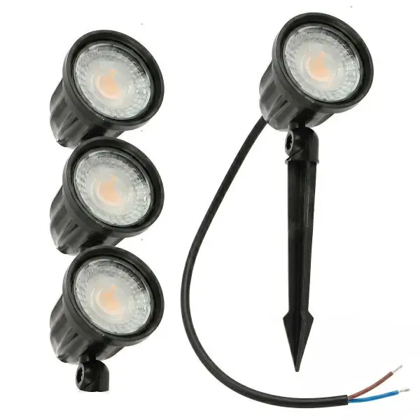 Vente Directe Lot de 4 Spots Piquets jardin MIRA 7W Eq 70W Extérieur IP65 Blanc chaud 3000K