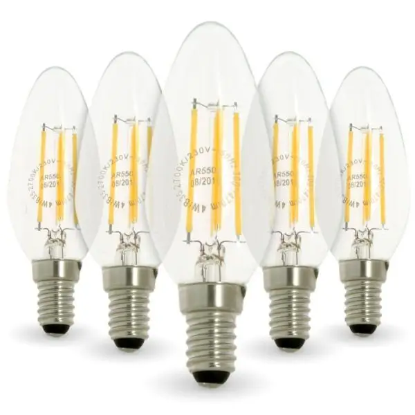 Populaire Lot de 5 Ampoules LED Flamme Filament 4W eq. 40W Culot E14 2700K