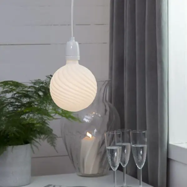 Jusqu'à Épuisement Des Stocks Suspension vintage E27 Blanche avec prise électrique Glaze